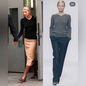 CBK Carolyn B Kennedy Style J. Crew Light Gray V-Neck Merino Wool Sweater